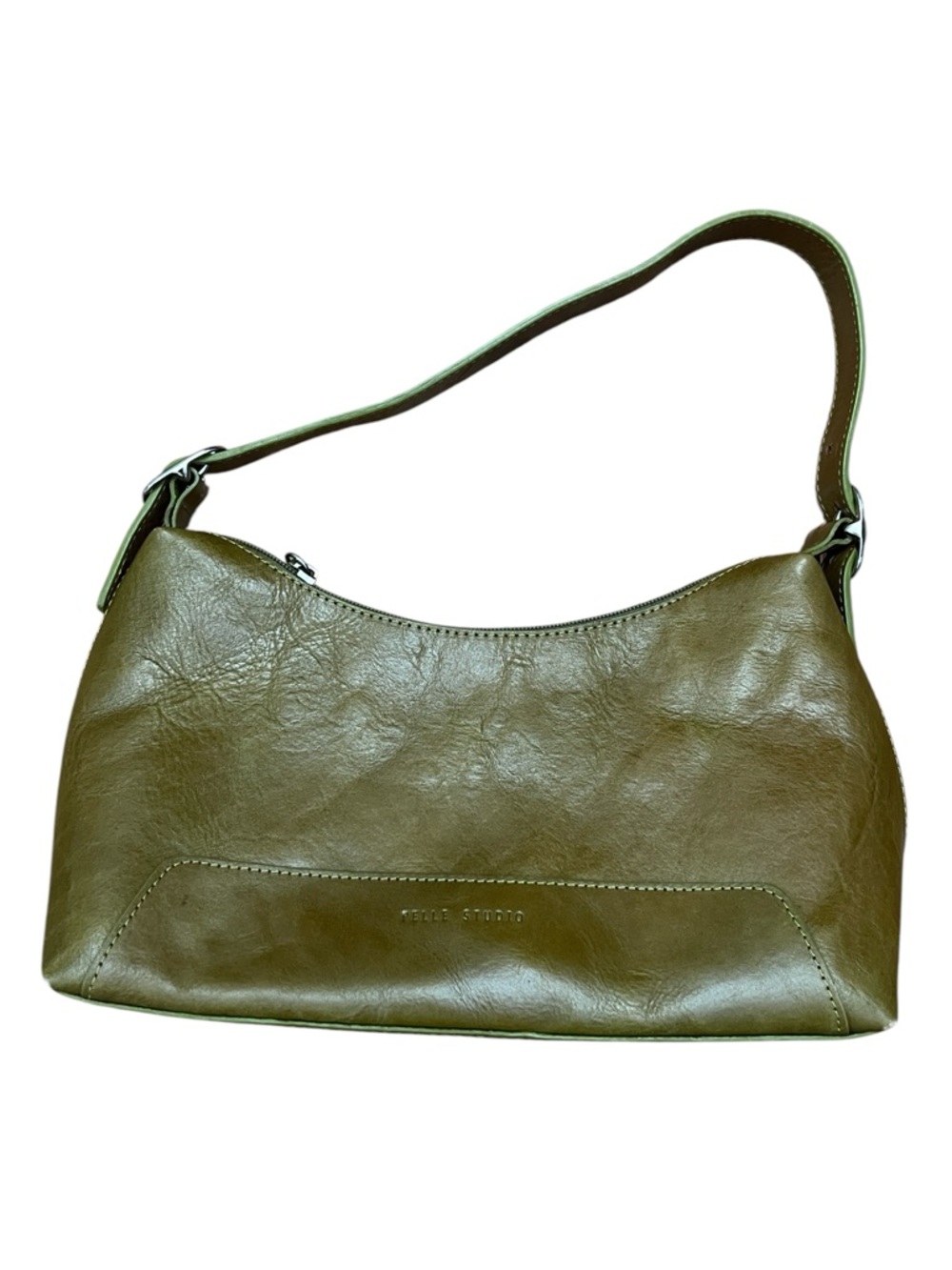 Wilsons Leather Pelle Studio Vintage Y2K Olive Green Italian Shoulder Bag Small